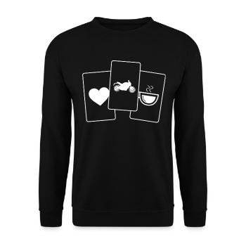Heart - Coffee - Motorbike - - Unisex Sweatshirt - black - Front - Alina (178cm) & Michal (187cm)