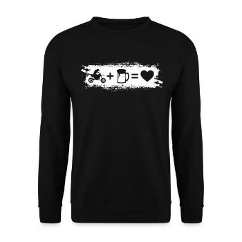 Grunge rectangle - coeur - bière - Mec Moto - - Sweat-shirt Unisexe - noir - Devant - Alina (178cm) & Michal (187cm)