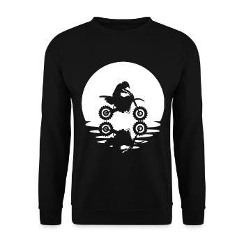 Kreis und Spiegelung - Kerl Motorrad - - Unisex Pullover - Schwarz - Vorne - Alina (178cm) & Michal (187cm)