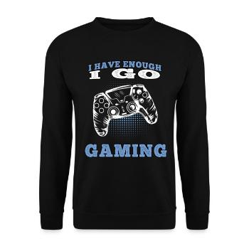 Ich geh zocken Videospiele Gamer Gaming Zocker - Unisex Pullover - Schwarz - Vorne - Alina (178cm) & Michal (187cm)