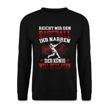 Baseball König schlagen Baseballer Baseballspieler - Unisex Pullover - Schwarz - Vorne - Alina (178cm) & Michal (187cm)