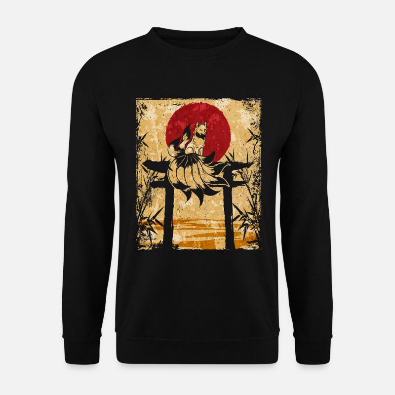 Nine-tailed Fox Japanese Retro Art - Unisex Sweatshirt - black