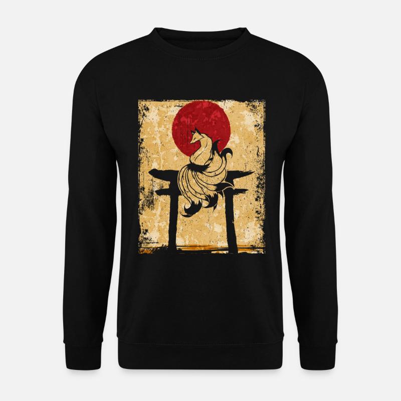 Nine-tailed Fox Japanese Retro Art - Unisex Sweatshirt - black