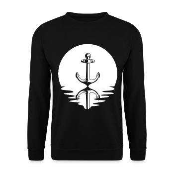 Kreis und Reflexion - Anker - - Unisex Pullover - Schwarz - Vorne - Alina (178cm) & Michal (187cm)