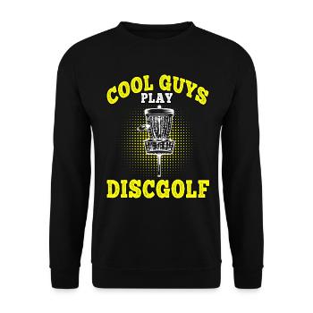 Disc Golf Coole Jungs spielen Discgolf Discgolfer - Unisex Pullover - Schwarz - Vorne - Alina (178cm) & Michal (187cm)
