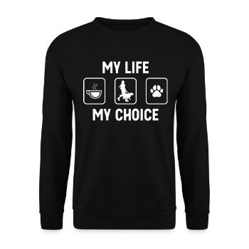 Ma vie, mon choix - Patte de chien - Femme avec Hun - Sweat-shirt Unisexe - noir - Devant - Alina (178cm) & Michal (187cm)