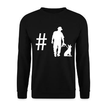 Hashtag - Man with dog - - Unisex Sweatshirt - black - Front - Alina (178cm) & Michal (187cm)