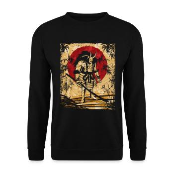 Oni Japanese Art Vintage Fighter Retro - Unisex Sweatshirt - black - Front - Alina (178cm) & Michal (187cm)