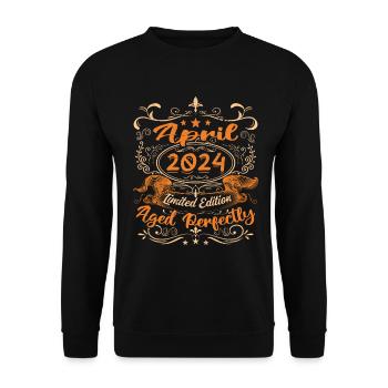 Vintage Geburtstag Geschenkidee April 2024 - Unisex Pullover - Schwarz - Vorne - Alina (178cm) & Michal (187cm)