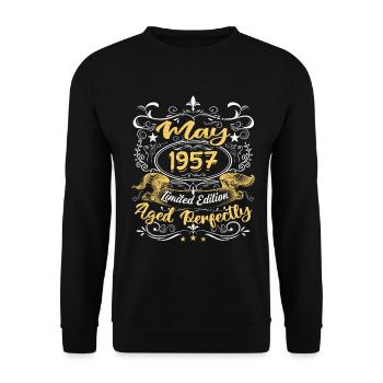 Mai 1957 -Vintage Cadeau d'anniversaire - 1957 - Sweat-shirt Unisexe - noir - Devant - Alina (178cm) & Michal (187cm)