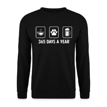 365 Tage im Jahr - Bier - Hundepfote - - Unisex Pullover - Schwarz - Vorne - Alina (178cm) & Michal (187cm)