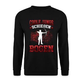 Coole Jungs schießen Bogenschütze Bogenschützen - Unisex Pullover - Schwarz - Vorne - Alina (178cm) & Michal (187cm)