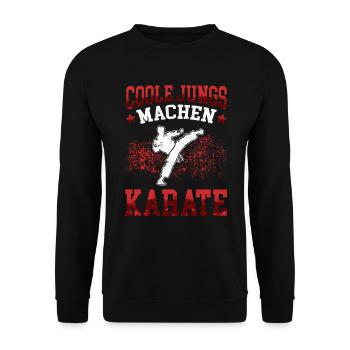 Coole Jungs Karate Karateka asiatischer Kampfsport - Unisex Pullover - Schwarz - Vorne - Alina (178cm) & Michal (187cm)