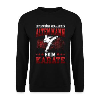 Alter Mann Karate Karateka asiatischer Kampfsport - Unisex Pullover - Schwarz - Vorne - Alina (178cm) & Michal (187cm)