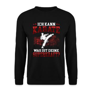 Ich kann Karate Karateka asiatischer Kampfsport - Unisex Pullover - Schwarz - Vorne - Alina (178cm) & Michal (187cm)