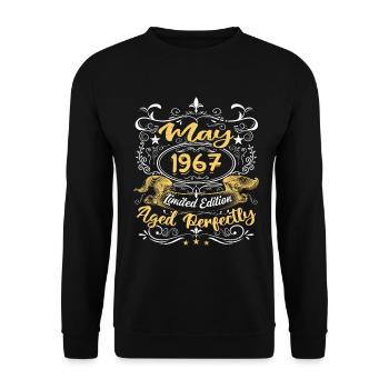 Mai 1967 -Vintage Cadeau d'anniversaire - 1967 - Sweat-shirt Unisexe - noir - Devant - Alina (178cm) & Michal (187cm)