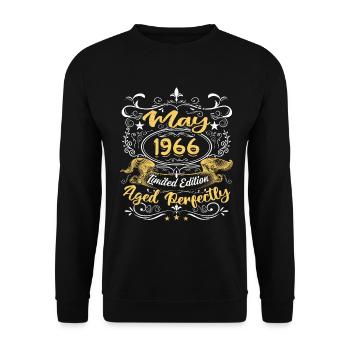 Mai 1966 -Vintage Cadeau d'anniversaire - 1966 - Sweat-shirt Unisexe - noir - Devant - Alina (178cm) & Michal (187cm)