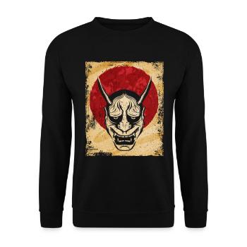 Oni Masque Art Japonais Vintage Fighter Rétro - Sweat-shirt Unisexe - noir - Devant - Alina (178cm) & Michal (187cm)