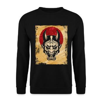 Oni Masque Art Japonais Vintage Fighter Rétro - Sweat-shirt Unisexe - noir - Devant - Alina (178cm) & Michal (187cm)