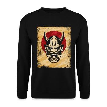 Oni Masque Art Japonais Vintage Fighter Rétro - Sweat-shirt Unisexe - noir - Devant - Alina (178cm) & Michal (187cm)