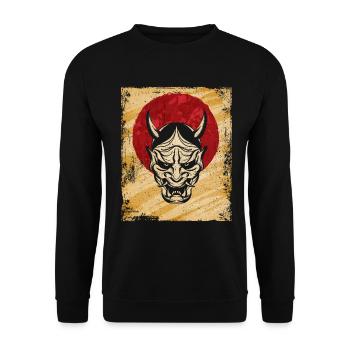 Oni Masque Art Japonais Vintage Fighter Rétro - Sweat-shirt Unisexe - noir - Devant - Alina (178cm) & Michal (187cm)