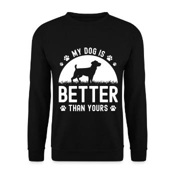 Mein Hund ist besser als deiner - Unisex Pullover - Schwarz - Vorne - Alina (178cm) & Michal (187cm)