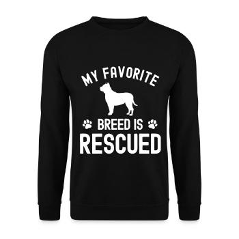 Meine Lieblingsrasse ist gerettet - Unisex Pullover - Schwarz - Vorne - Alina (178cm) & Michal (187cm)