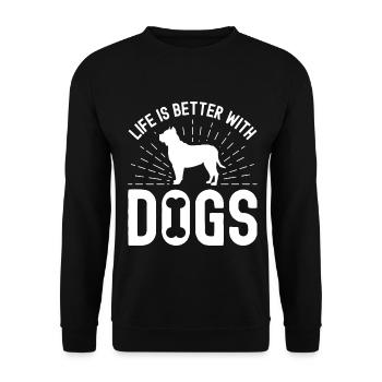 Das Leben ist besser mit Hunden - Unisex Pullover - Schwarz - Vorne - Alina (178cm) & Michal (187cm)