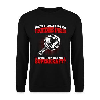 Ich kann Tischtennis spielen Tischtennisspieler - Unisex Pullover - Schwarz - Vorne - Alina (178cm) & Michal (187cm)