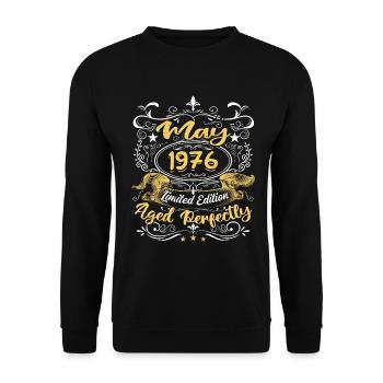 Mai 1976 -Vintage Cadeau d'anniversaire - 1976 - Sweat-shirt Unisexe - noir - Devant - Alina (178cm) & Michal (187cm)