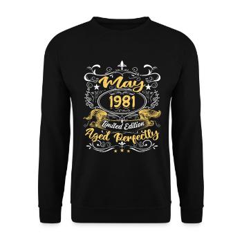 Mai 1981 - Vintage Cadeau d'anniversaire - 1981 - Sweat-shirt Unisexe - noir - Devant - Alina (178cm) & Michal (187cm)