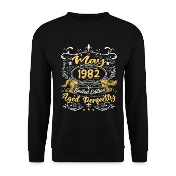 Mai 1982 - Vintage Cadeau d'anniversaire - 1982 - Sweat-shirt Unisexe - noir - Devant - Alina (178cm) & Michal (187cm)