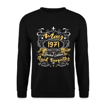 Mai 1971 - Vintage Cadeau d'anniversaire - 1971 - Sweat-shirt Unisexe - noir - Devant - Alina (178cm) & Michal (187cm)