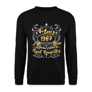 Mai 1987 - Vintage Cadeau d'anniversaire - 1987 - Sweat-shirt Unisexe - noir - Devant - Alina (178cm) & Michal (187cm)