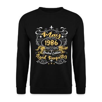 Mai 1986 - Vintage Cadeau d'anniversaire - 1986 - Sweat-shirt Unisexe - noir - Devant - Alina (178cm) & Michal (187cm)