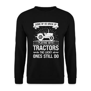 Some of us grew up with tractors that - Unisex Sweatshirt - black - Front - Alina (178cm) & Michal (187cm)