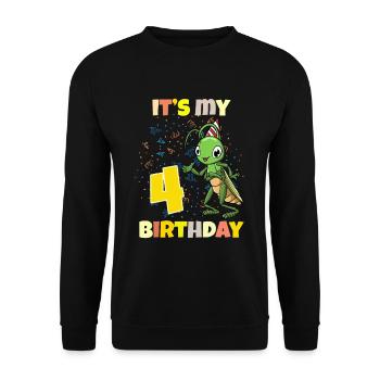 It's my 4th birthday grasshopper - Unisex Sweatshirt - black - Front - Alina (178cm) & Michal (187cm)