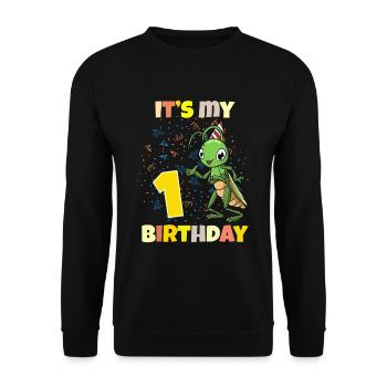 It's my 1st birthday grasshopper - Unisex Sweatshirt - black - Front - Alina (178cm) & Michal (187cm)