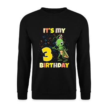 It's my 3rd birthday grasshopper - Unisex Sweatshirt - black - Front - Alina (178cm) & Michal (187cm)