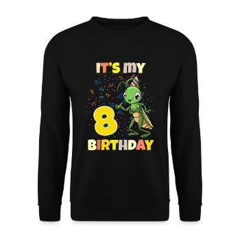It's my 8th birthday grasshopper - Unisex Sweatshirt - black - Front - Alina (178cm) & Michal (187cm)