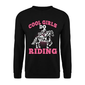 Cool Girls Riding on Horse Rider Rider - Unisex Sweatshirt - black - Front - Alina (178cm) & Michal (187cm)