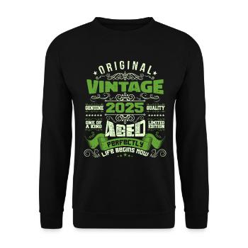 Anniversaire vintage 2025 - Rétro Cadeau - Sweat-shirt Unisexe - noir - Devant - Alina (178cm) & Michal (187cm)