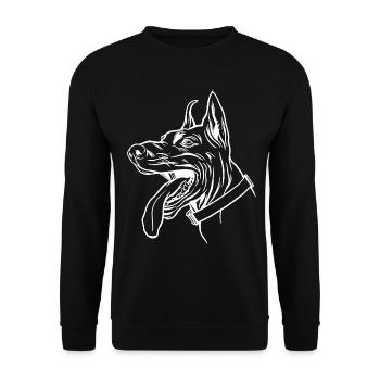 Dobermann Hund - Unisex Pullover - Schwarz - Vorne - Alina (178cm) & Michal (187cm)
