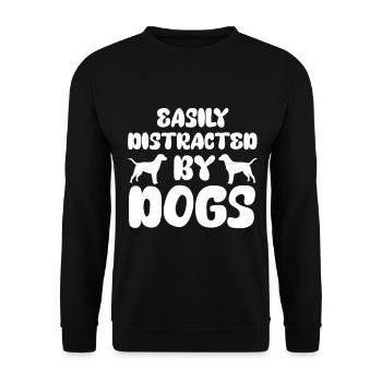 Leicht ablenkbar durch Hunde - Hunde - Unisex Pullover - Schwarz - Vorne - Alina (178cm) & Michal (187cm)