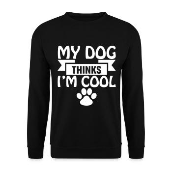 Mein Hund findet mich cool - weiß - Unisex Pullover - Schwarz - Vorne - Alina (178cm) & Michal (187cm)