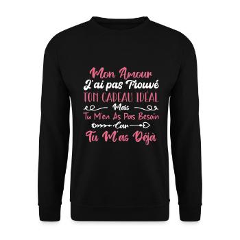 Mon Amour Saint Valentin Amour Couple Humour - Sweat-shirt Unisexe - noir - Devant - Alina (178cm) & Michal (187cm)