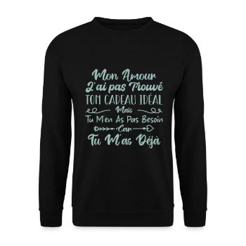 Mon Amour Saint Valentin Amour Couple Humour - Sweat-shirt Unisexe - noir - Devant - Alina (178cm) & Michal (187cm)