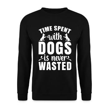 Time spent with dogs is never - - Unisex Sweatshirt - black - Front - Alina (178cm) & Michal (187cm)