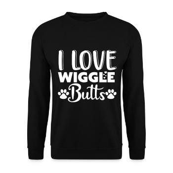 I Love Wackelpopos - Paw and Hearts - Unisex Sweatshirt - black - Front - Alina (178cm) & Michal (187cm)