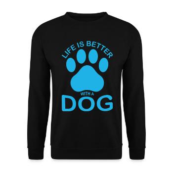 Das Leben ist besser mit einem Hund - blau - Unisex Pullover - Schwarz - Vorne - Alina (178cm) & Michal (187cm)